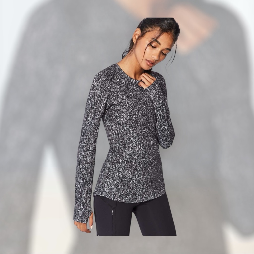 Lululemon Extra Mile Long Sleeve Running Luon Suited Jacquard Black White